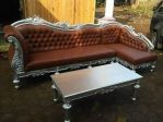 Sofa Sudut Ukiran Silver